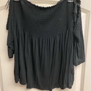 Plus size black off shoulder top